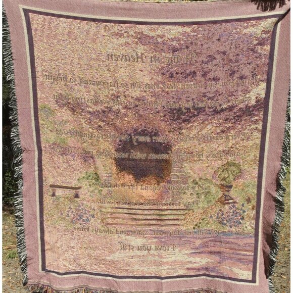 Home in Heaven Memorial Blanket Tapestry Throw 60x54 Grieving Death of Loved One - Picture 3 of 5